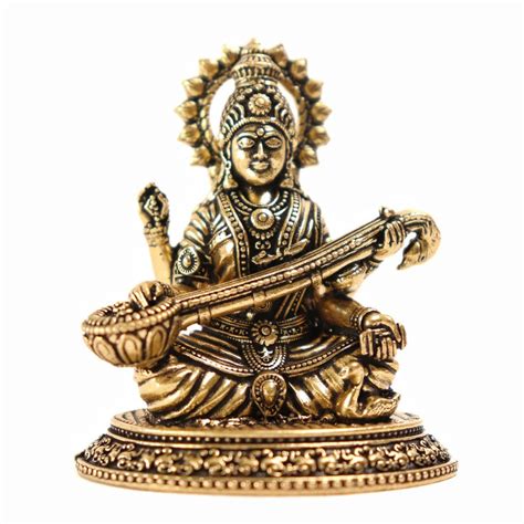 Brass Saraswati Maa Murti - 3 Inch – The Spiritual Living