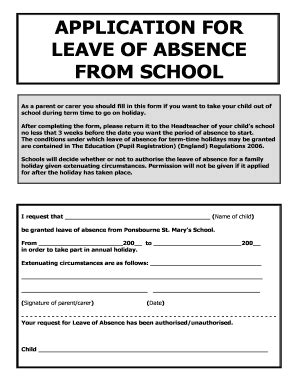 18 Printable application for leave in school for going out of station ...