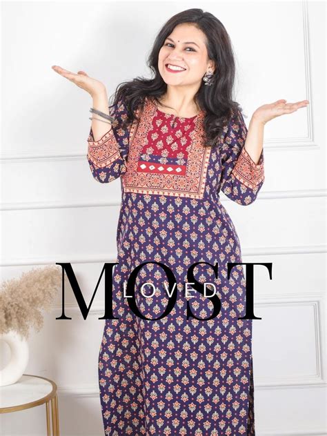 Raavi Cobalt Blue Mirror Work in Gujjri Printed Cotton Kurti ...