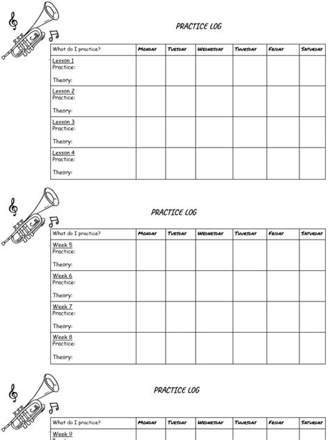 Trumpet Practice Chart MDV | PDF