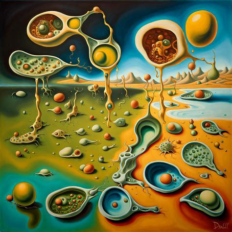Microscopic Amoebas Reproducing and Feeding - Dali Style - AI Generated ...