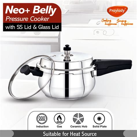 Neo + Belly Pressure Cooker 3.5L with SS Lid and Glass Lid