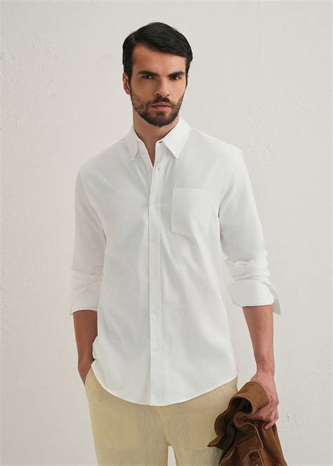 White Plain Cotton Oxford Shirt