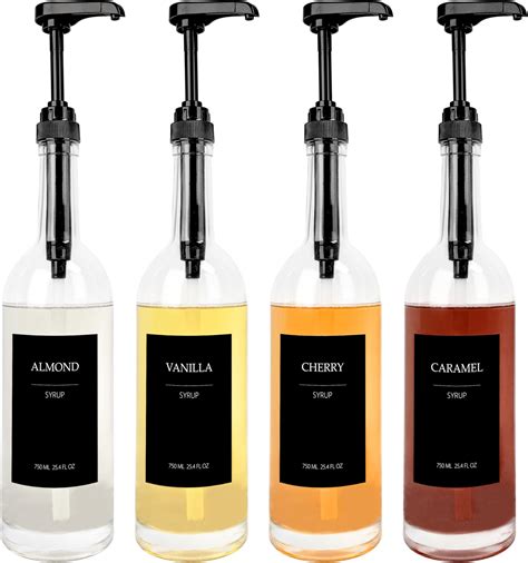 Amazon.com: HCYWOC Coffee Syrup Dispenser, 25.4oz 750ml Glass Syrup ...