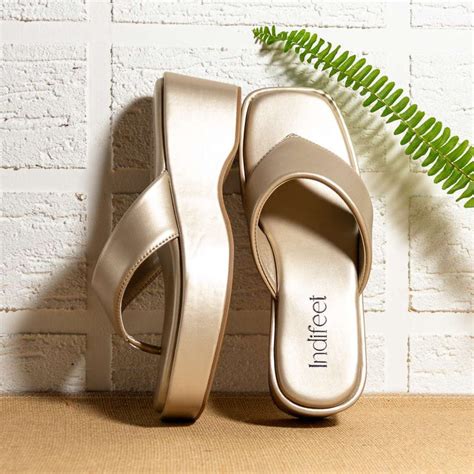 Step Out in Metallic womens Platform Sandals | Indifeet
