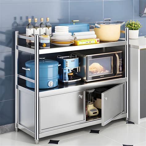 Industrial Stainless Steel Baker's Rack with Cabinets Silver Baker's ...