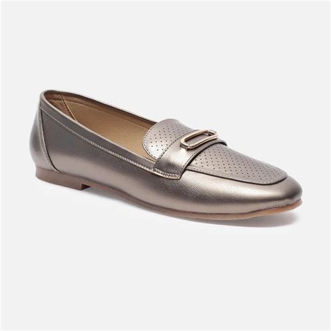 Buy Van Heusen Women Metallic Loafers Online