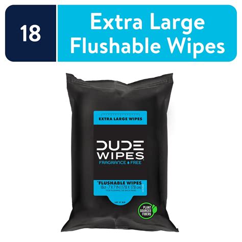 Dude Wipes Unscented Flushable Wipes, Resealable Travel Pack, 18 Wipes ...