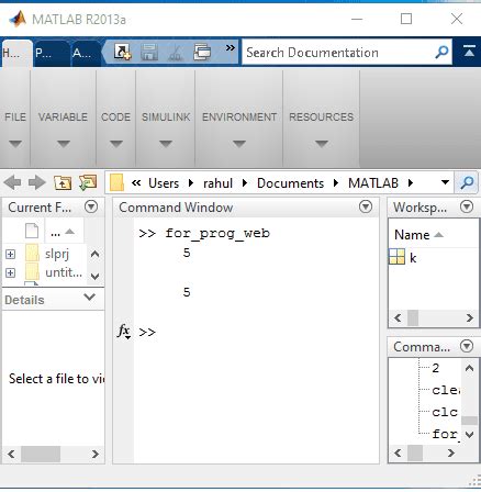 For Loop MATLAB 的图像结果