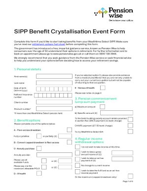 Fillable Online SIPP Benefit Crystallisation Event Form Fax Email Print ...