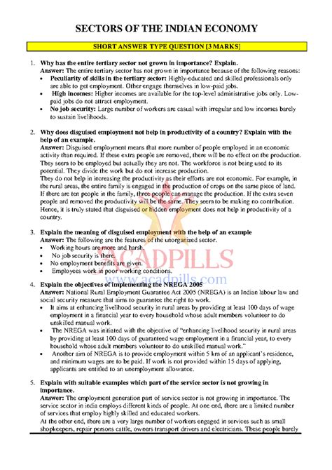 Sectors of the Indian Economy most important questions - SECTORS OF THE ...