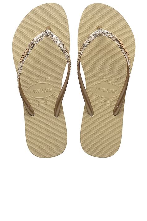 Havaianas Slim Glitter II Flip Flop in Sand Grey | REVOLVE