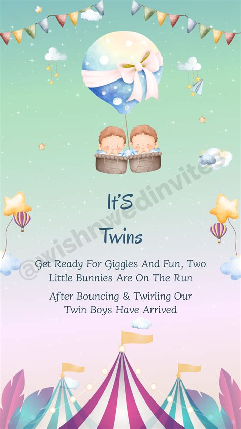 Editable Twin Boys Birth Announcement Video Template - Wish N Wed