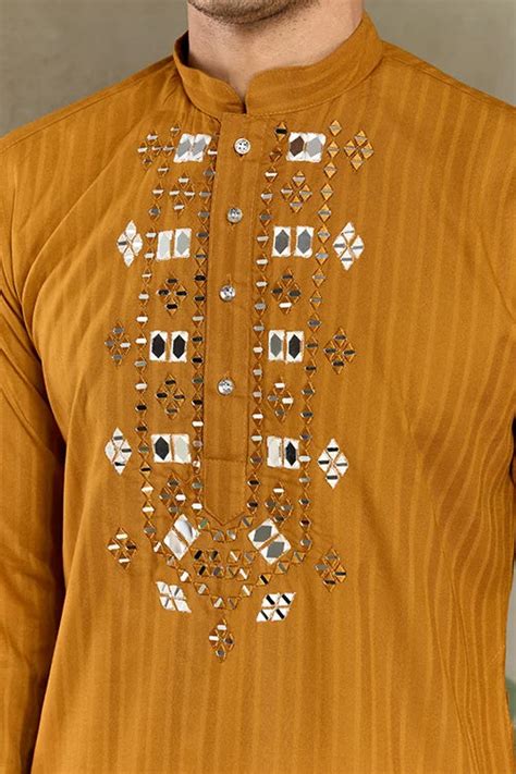 Wedding Special Mustard Mirror Kurta Set with Dupatta for Me