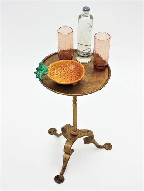 Spanish Gilt Iron Drinks Side Table / Martini Table, 1950s For Sale at ...