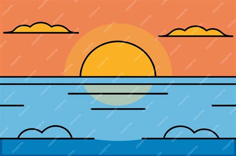 Sunset over the sea vector illustration | Premium AI-generated vector