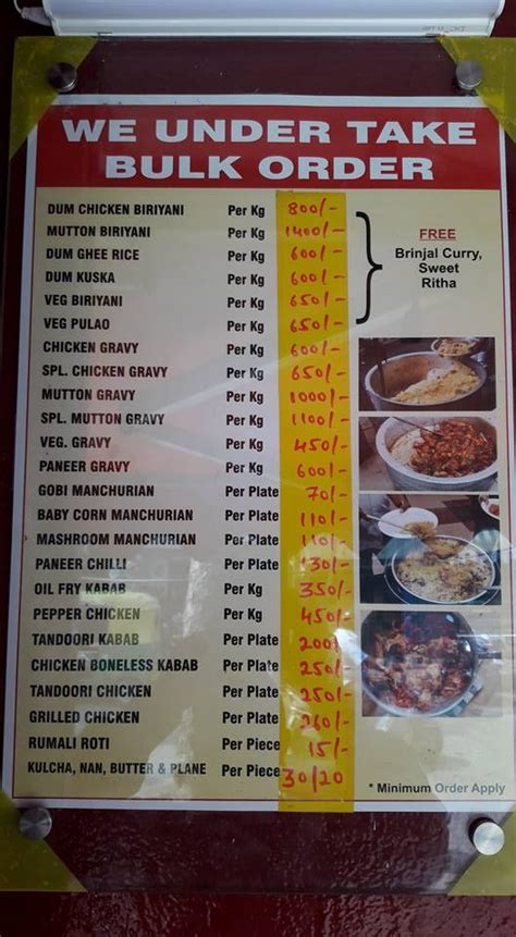 Menu at Golden Star, Bengaluru