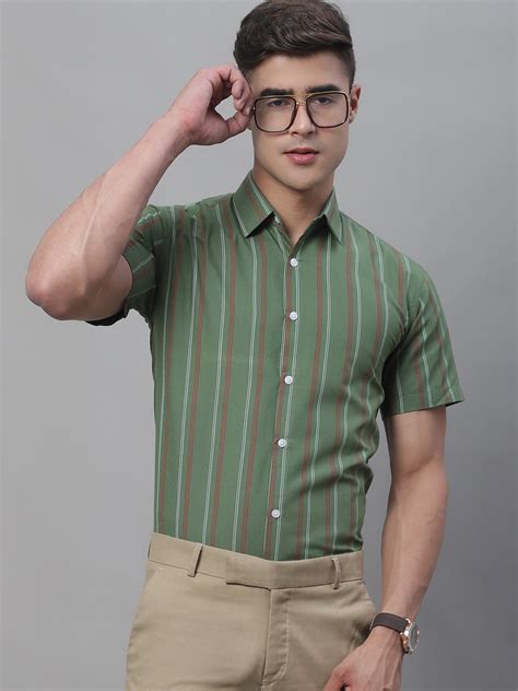 Men's Olive Green Striped Formal Shirt – Jompers Wholesale