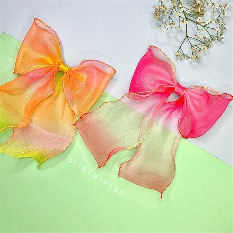 Cute Rainbow Organza Bow Hair Clip Online In India