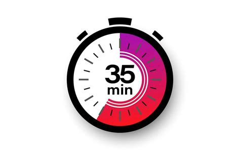 35 minutes timer. Stopwatch symbol in flat style. Editable isolated ...