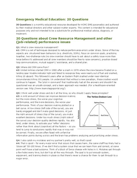 20 Questions on Crew Resource Management for EMS Education - Studocu