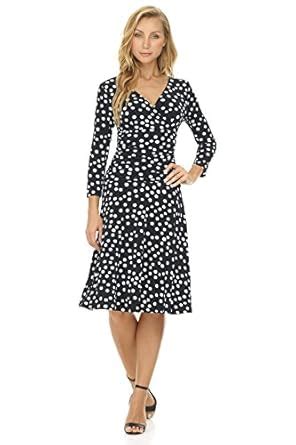 Buy Rekucci Women's Slimming 3/4 Sleeve Fit-and-Flare Crossover Tummy ...