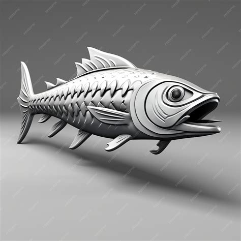 Premium AI Image | 3d Printed Fish Model Mackerel In Greyscale With ...