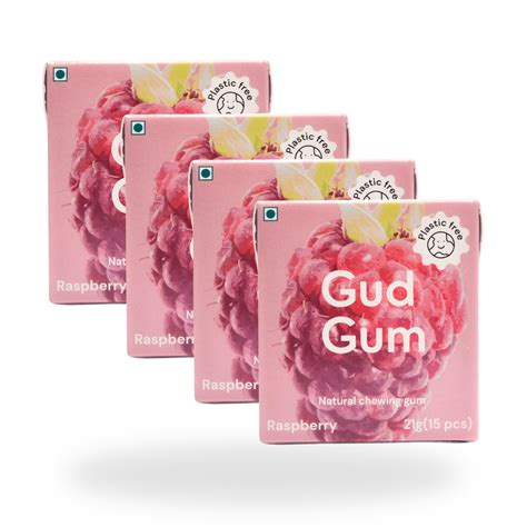 Plastic Free Chewing Gum- Raspberry (15 pieces per pack)- 21g – Gud Gum ...