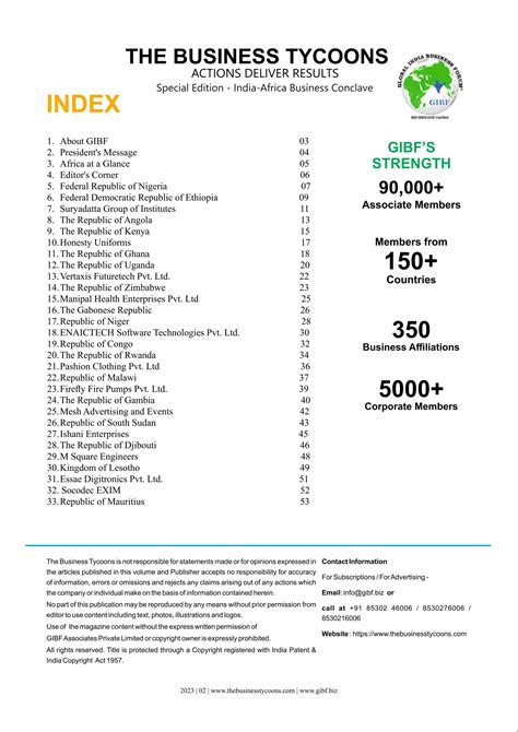 The Business Tycoons (Oct-2023) - India-Africa Business Conclave | PDF
