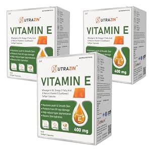 Vitamin E 400 mg Capsules with Wheatgerm Oil & Omega 3 | Vitamin E ...