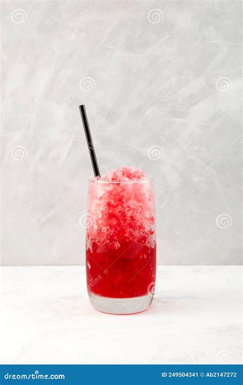 Red Slushie - Drink with Cherry. Sweet Shaved Ice or Spanish Granizado ...