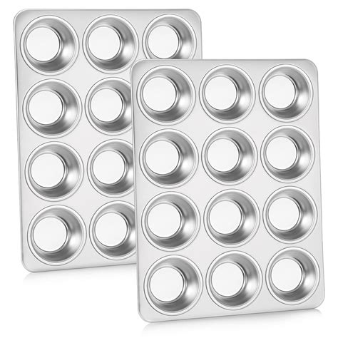 Amazon.com: P&P CHEF Muffin Pan Cupcake Baking Pan Set of 2, 12 Cups ...