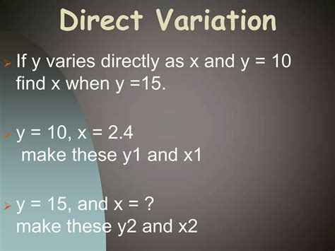 direct and inverse variations | PPTX