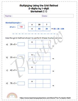 Image result for 2-Digit Multiplication Grid Method