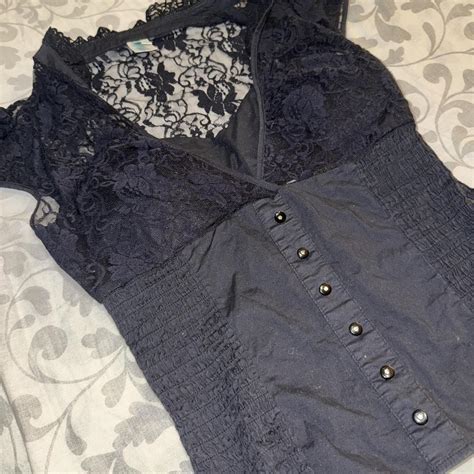 Black lace corset top Size large but petite sized... - Depop