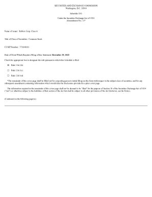 Fillable Online Schedule 13g Filing for Roblox Corp. Class a Securities ...