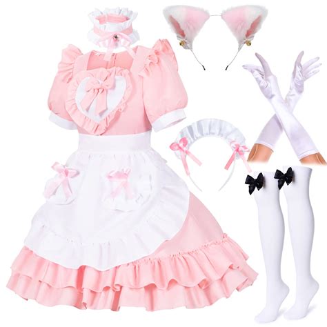 Buy Japanese Anime Classic Sissy Maid Sweet Kawaii Heart Costume Dress ...