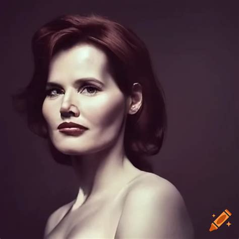 Young Geena Davis with sharp jaw angles in side view on Craiyon