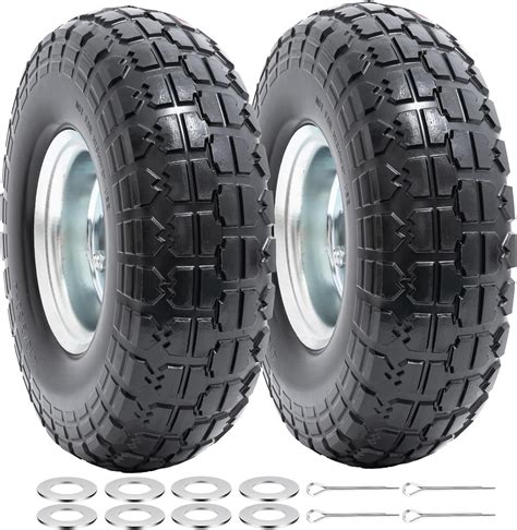 Amazon.com: 10" Solid Tires, 4.10/3.50-4" Flat Free Tires and Wheels ...