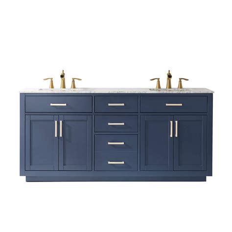 Buy Ivy 72 in. Bath Vanity in Royal Blue with Carrara Marble Vanity Top ...