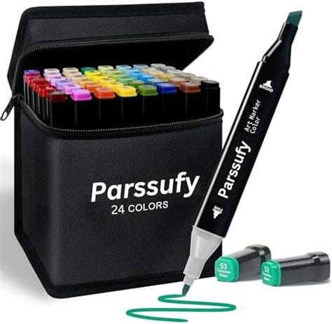 Parssufy 24 Pcs Dual Tip Alcohol Markers Set, Non-Toxic Art Supplies ...
