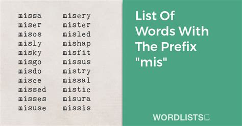 List Of Words With The Prefix "mis"