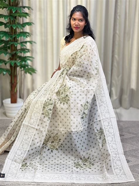 Digital Print With Embroidery Border Detailed Supernet Kota Saree | KS ...