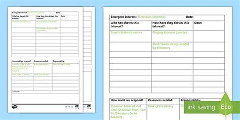 Emergent Interest Planning Template (teacher made) - Twinkl