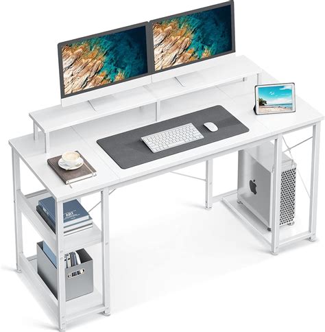 Buy ODK 55 inch Computer Desk with Monitor Shelf and Storage Shelves ...