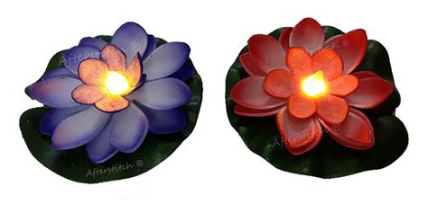 Buy AFTERSTITCH Set of 2 Floating Lotus Light for Water Bowl Decoration ...