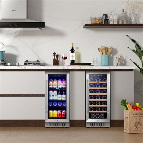 48 Inch Wide Wine Beverage Fridge, Under Counter Dual Zone Wine Bevera ...