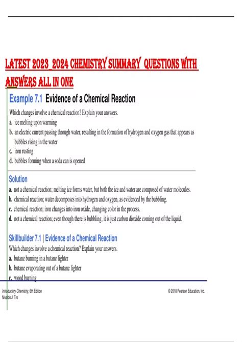LATEST 2023_2024 CHEMISTRY SUMMARY QUESTIONS WITH ANSWERS ALL IN ONE ...