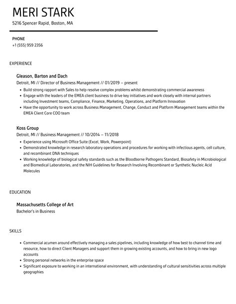 Image result for Management Resume Samples