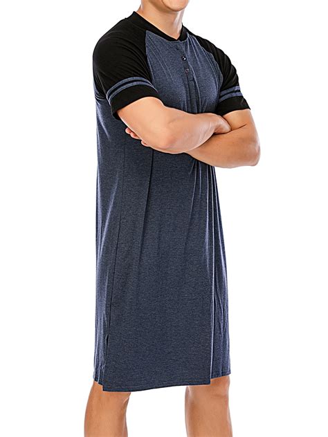SAYFUT Big & Tall Mens Sleep Shirts Short Sleeve Nightshirts Sleepwear ...
